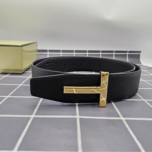 Tom Ford Black Belt with Gold Accent